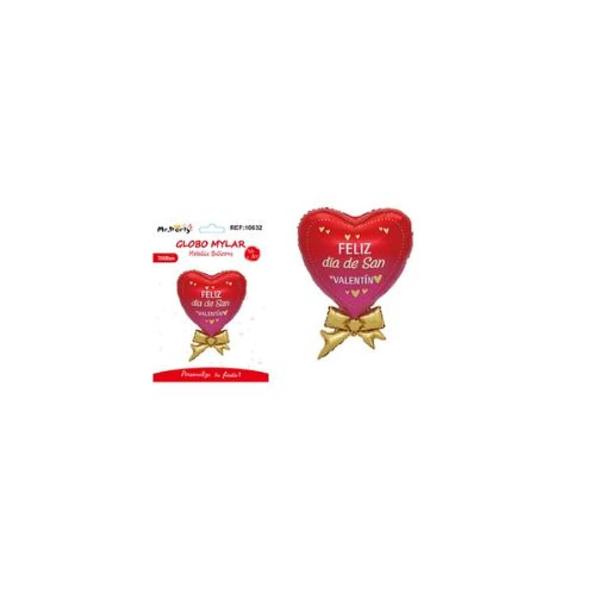 GENERICO - Globo metálico corazón con lazo San Valentín 70x50cm