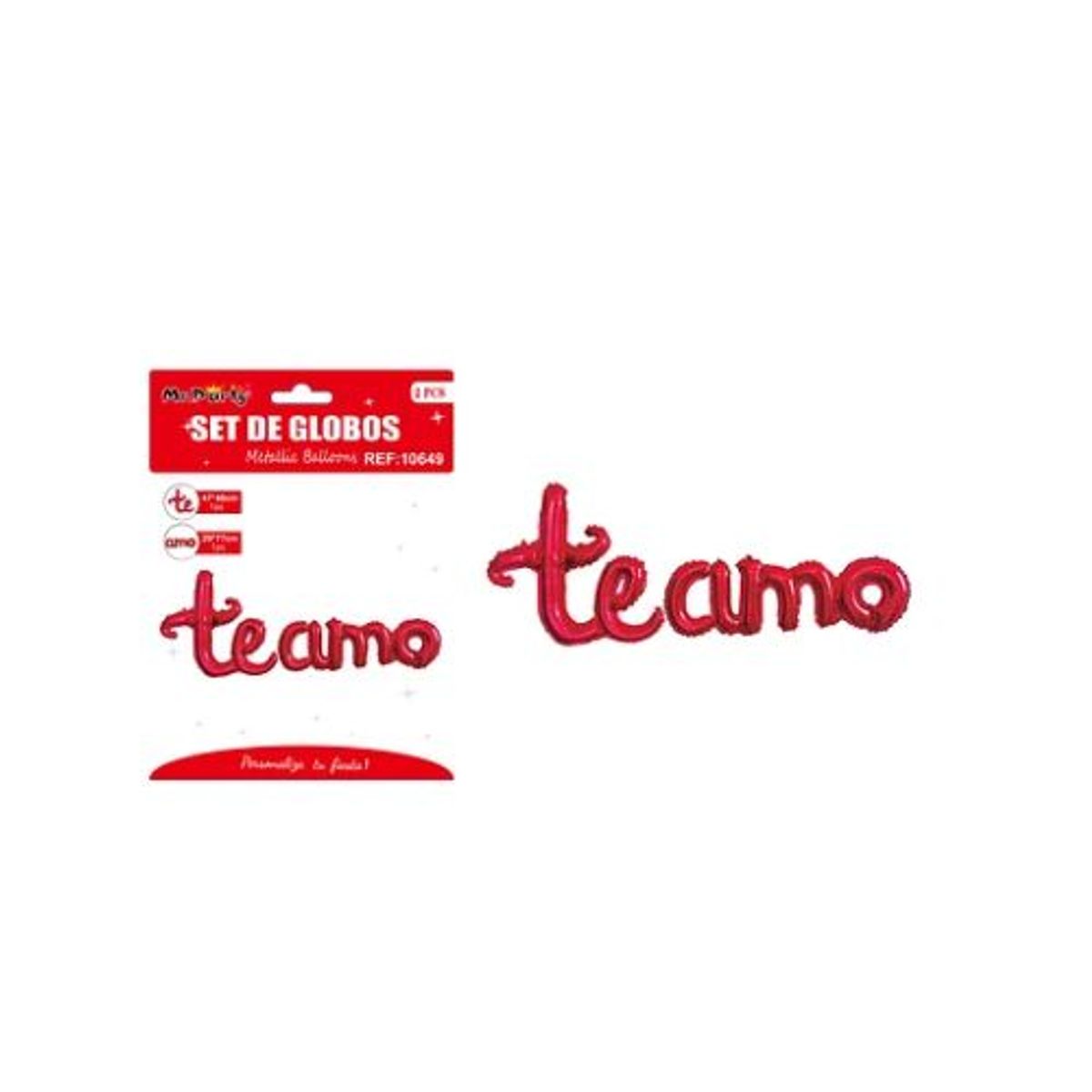 GENERICO - Set de globos metálicos rojos San Valentín “Te Amo” 47x48cm  29x77cm