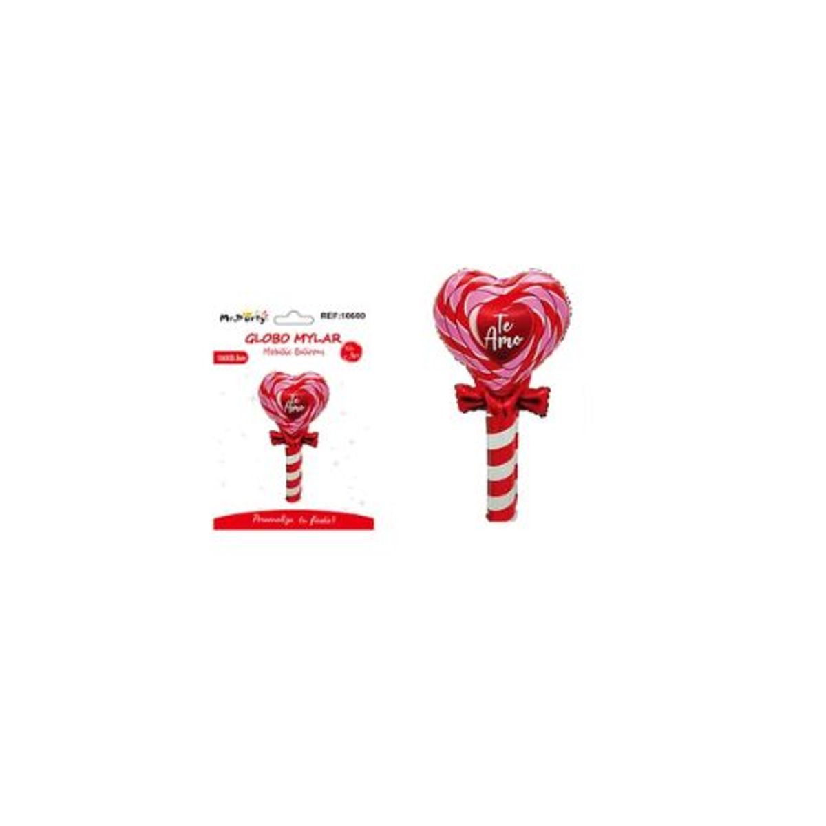 GENERICO - Globo metálico paleta de corazón amor 104x51cm