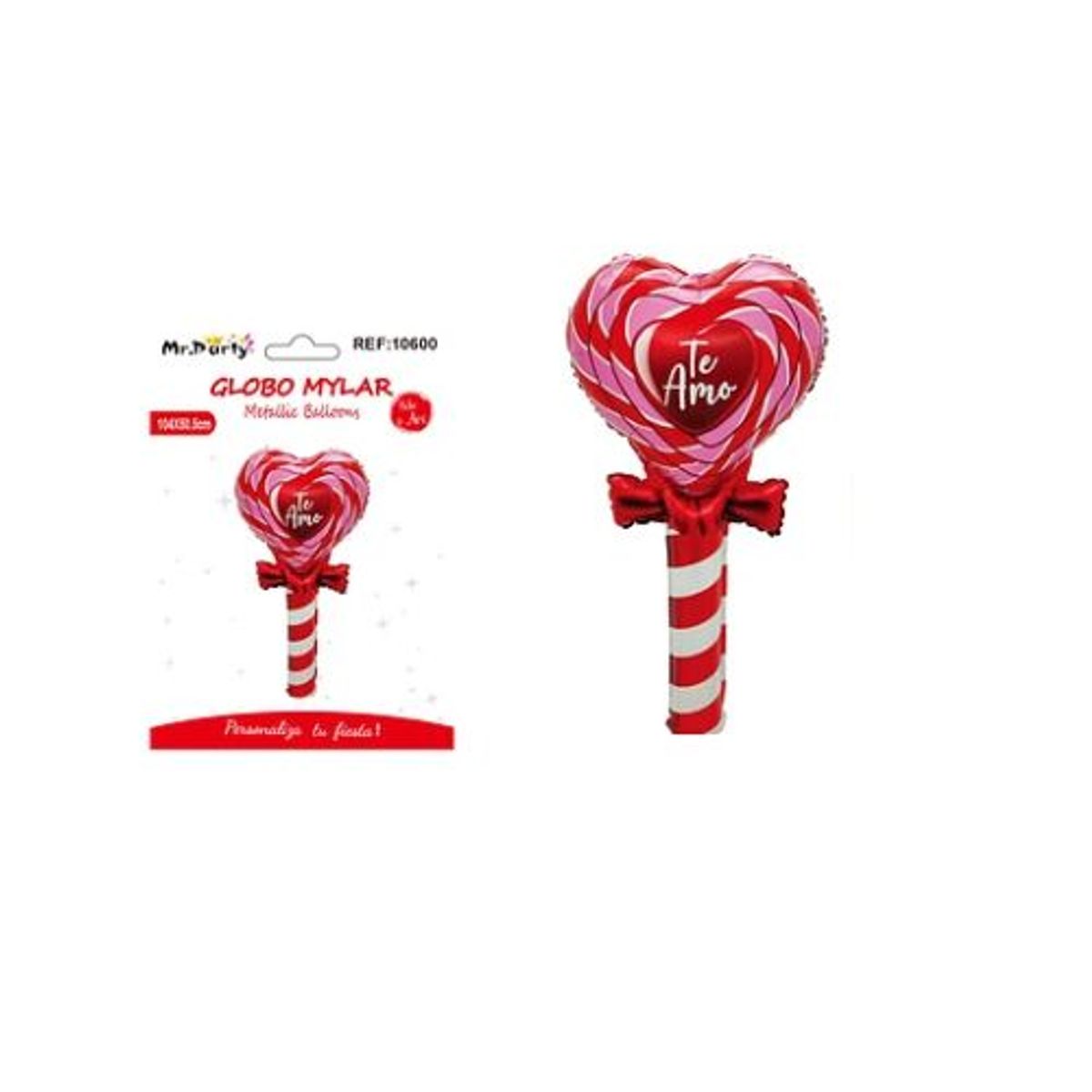 GENERICO - Globo metálico paleta de corazón amor 104x51cm