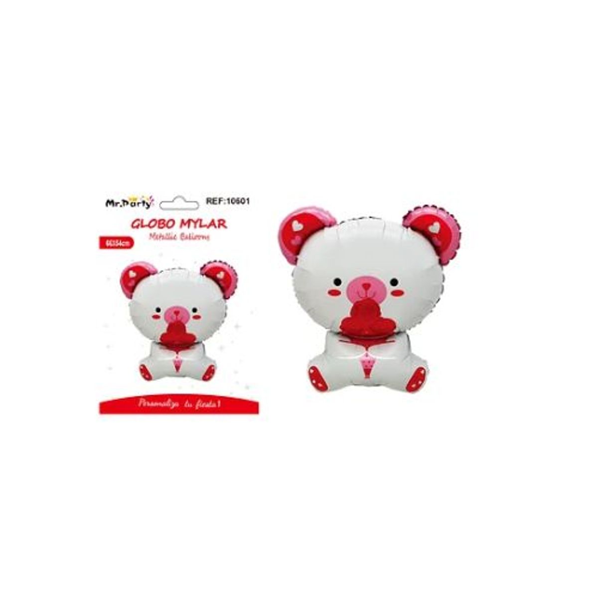 GENERICO - Globo metálico de oso blanco con ramo de San Valentín 66x54cm