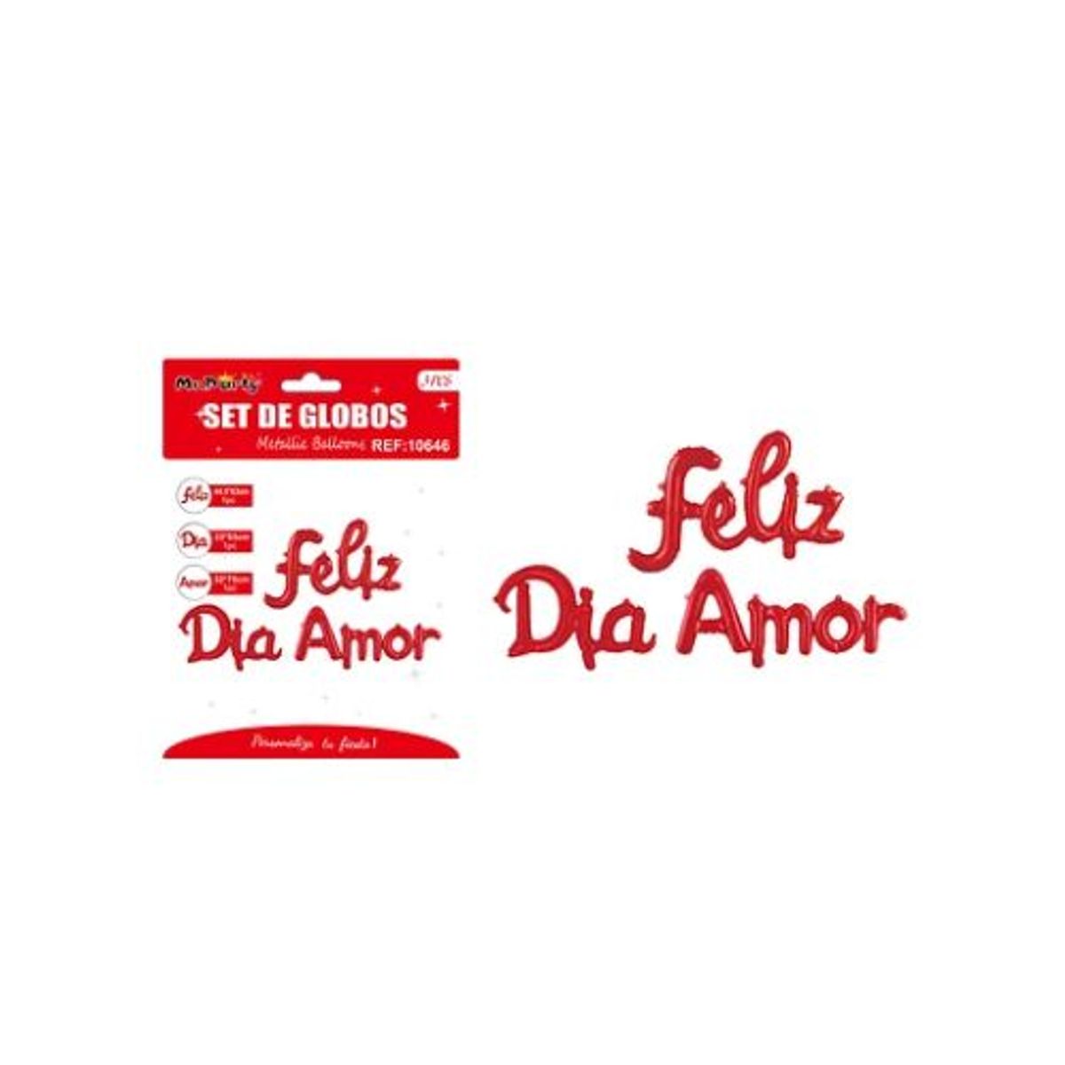 GENERICO - Set de globos metálicos rojos San Valentín “Feliz Día Amor” 44x63cm  33x53cm  32x75cm