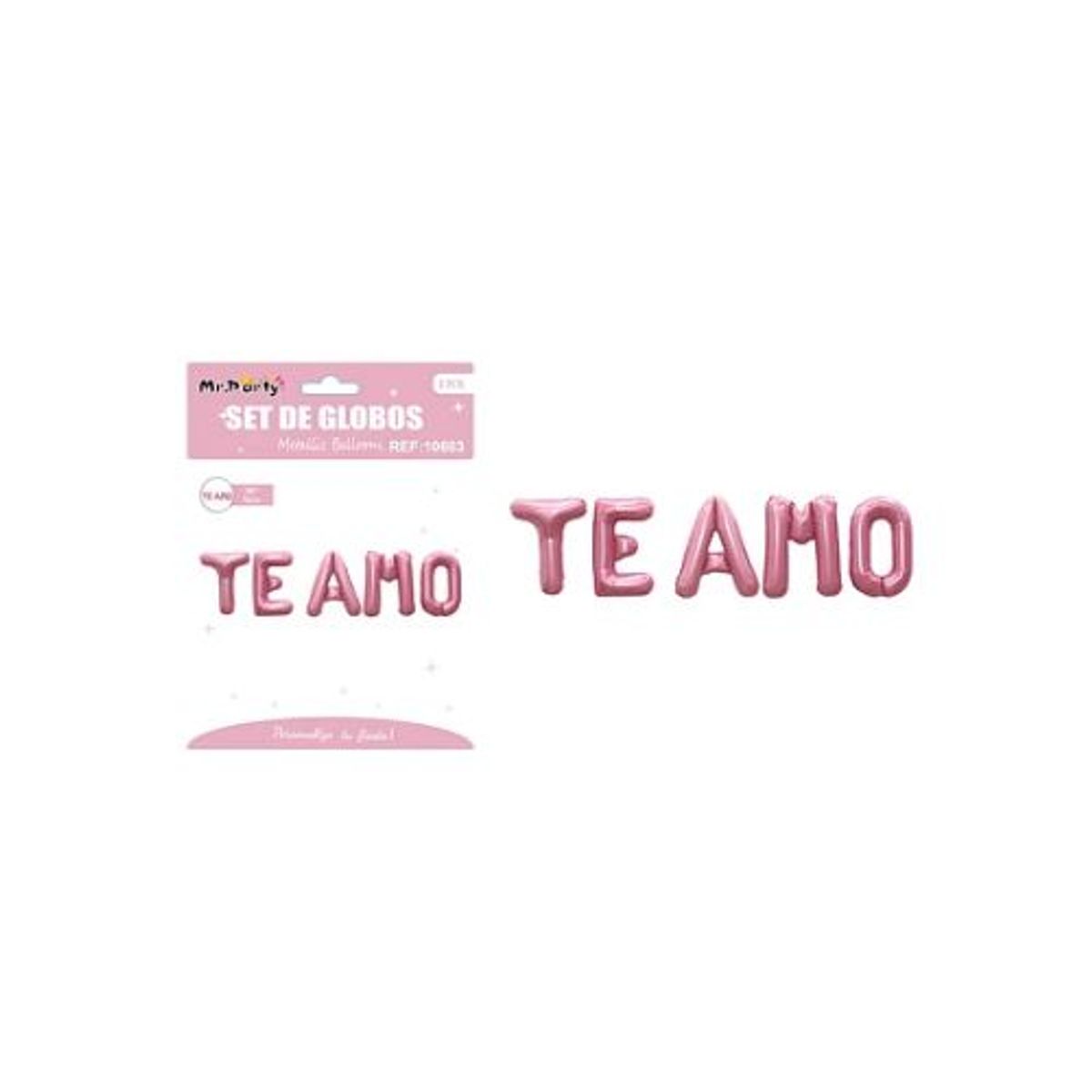 GENERICO - Set de globos metálicos rosa TE AMO 5pcs