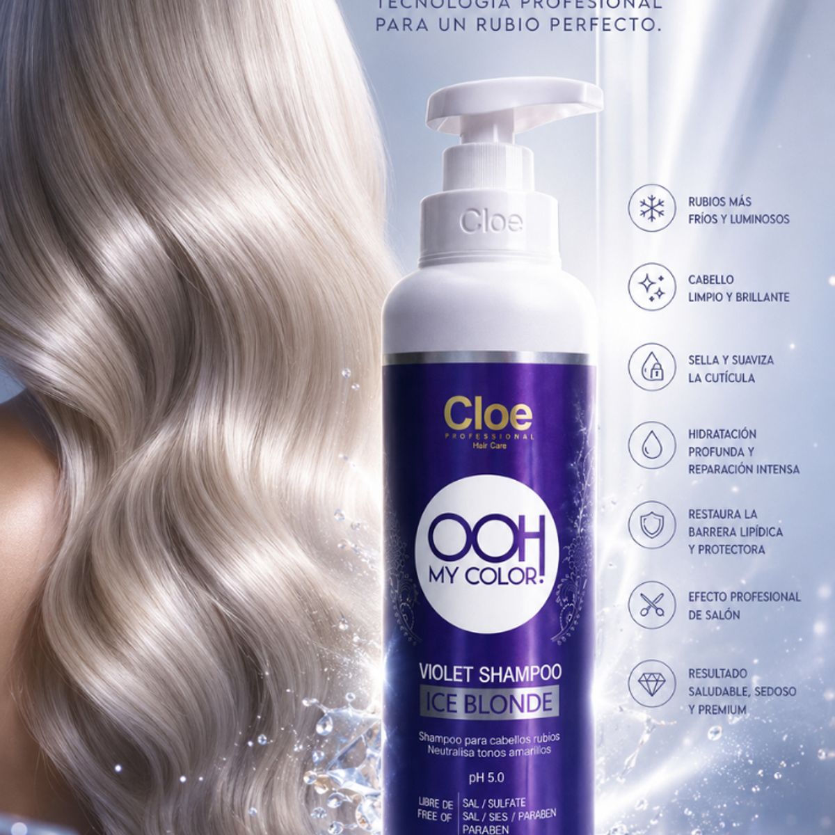 CLOE - Shampoo Matizador Ooh My Color Violet Ice Blonde Cloe 400 ml