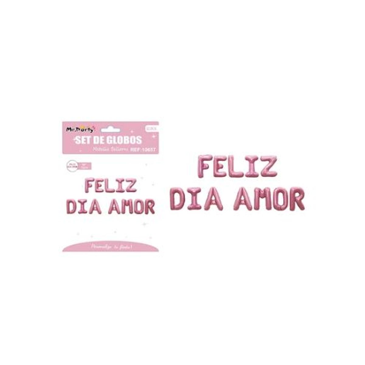 GENERICO - Set de globos metálicos rosado FELIZ DÍA AMOR 12pcs