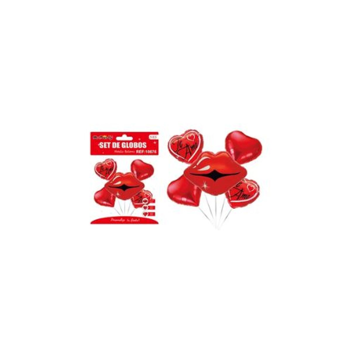 GENERICO - Set de globos metálicos San Valentín Beso 5pcs