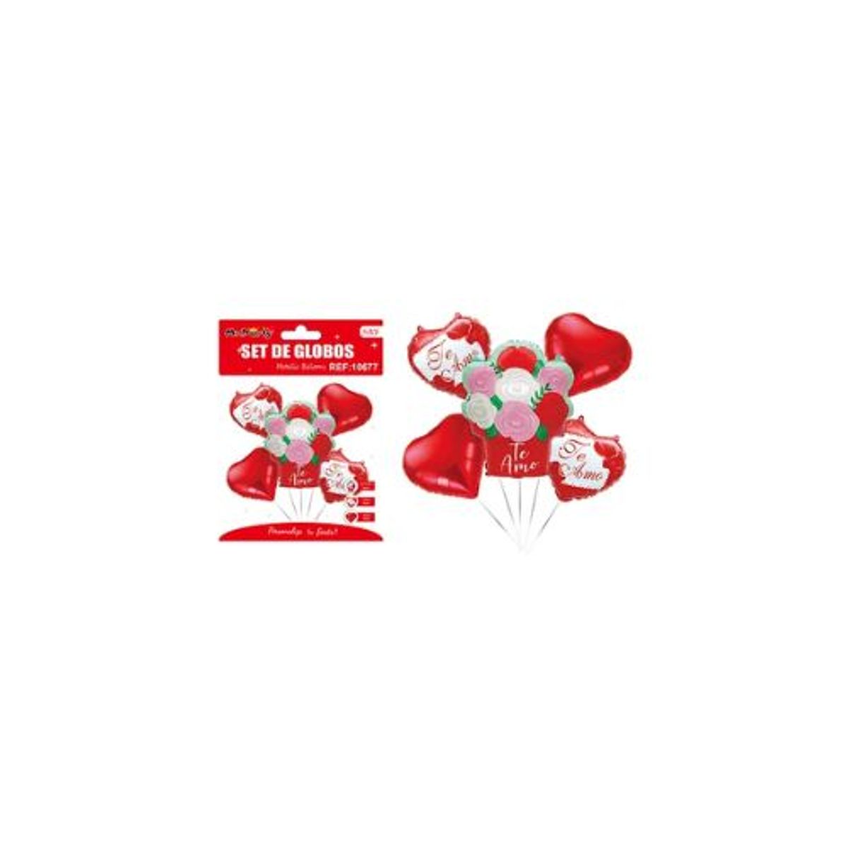 GENERICO - Set de globos metálicos San Valentín Ramo de flores 5pcs