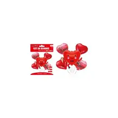 GENERICO - Set de globos metálicos San Valentín Corazón 5pcs