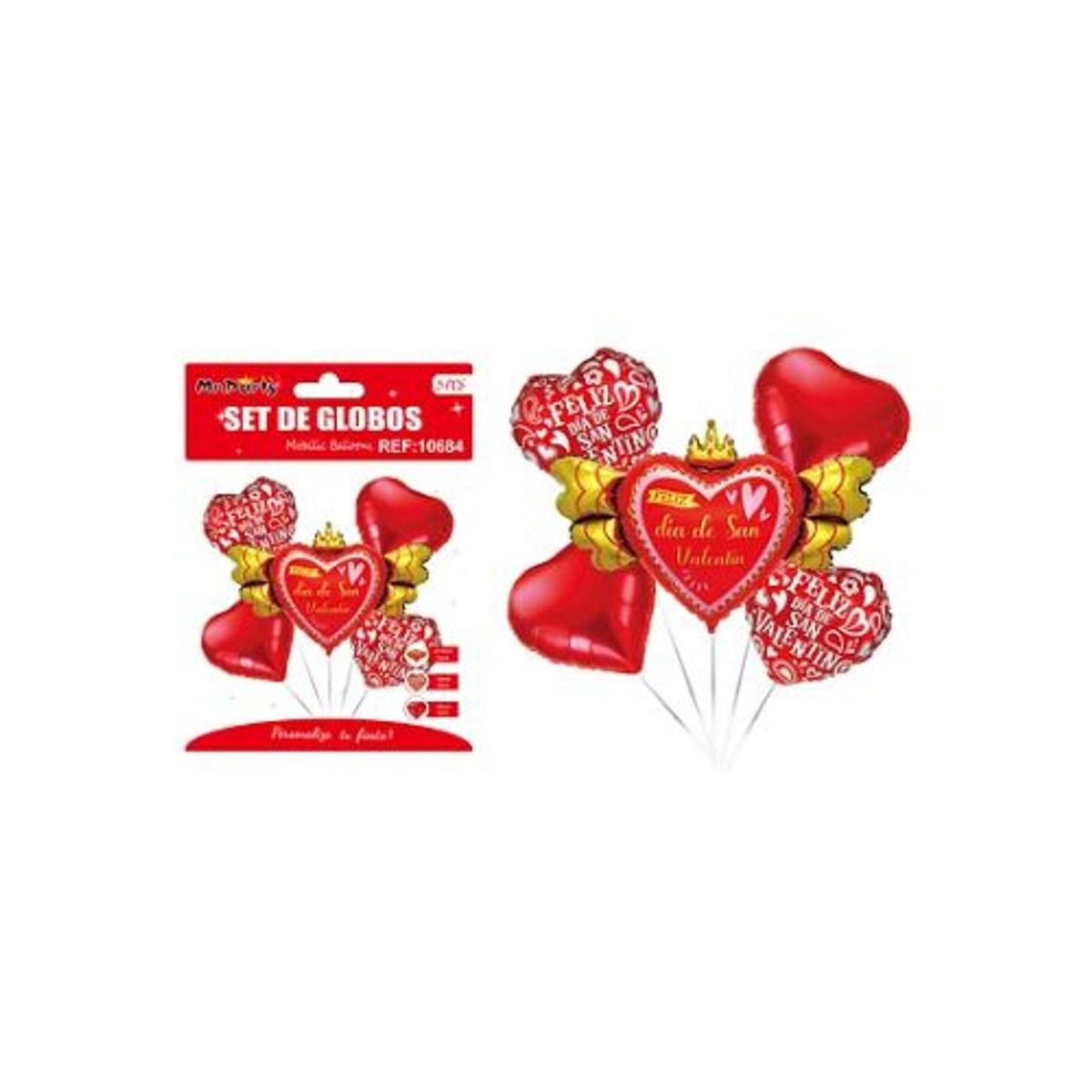 GENERICO - Set de globos metálicos San Valentín lindo diseño 5pcs