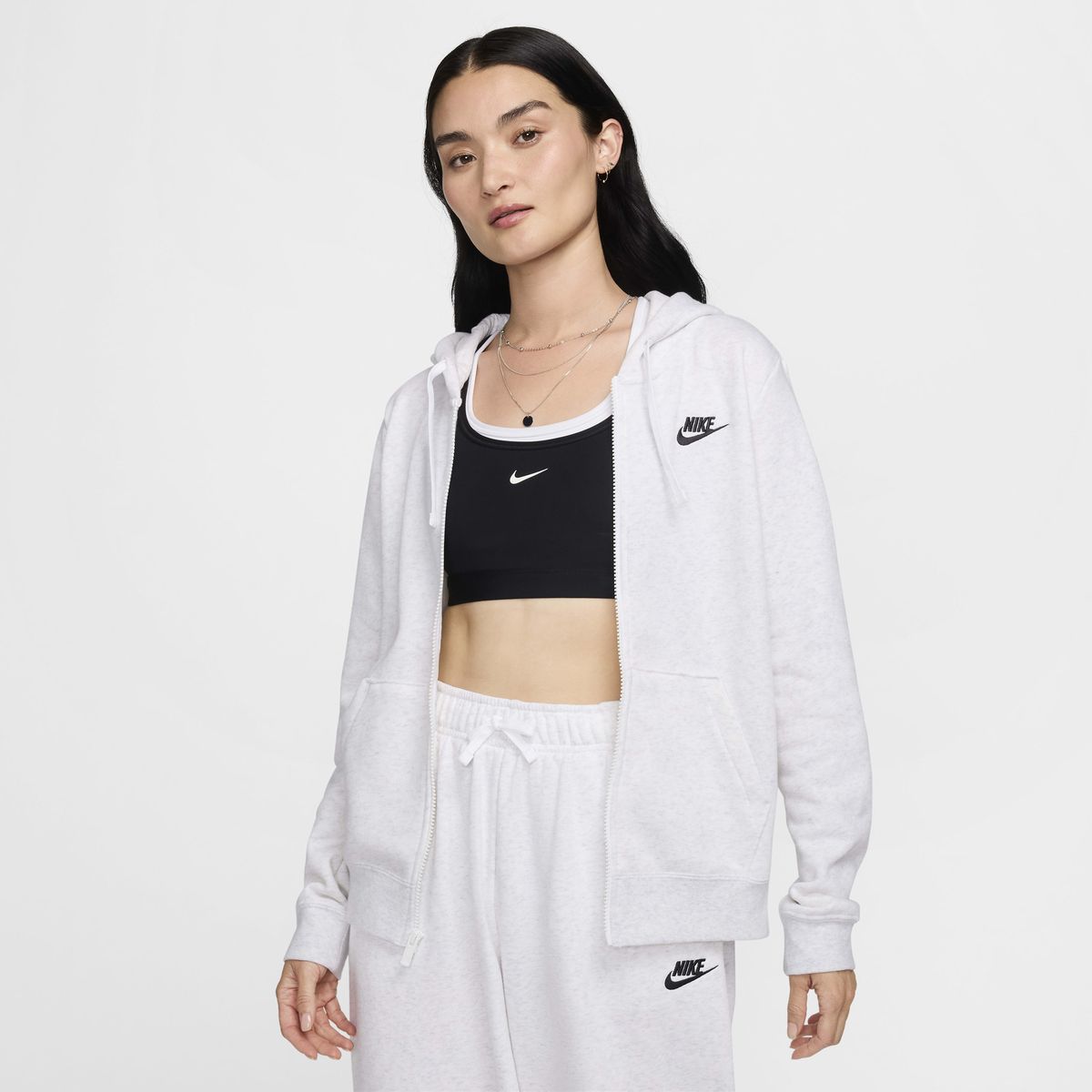 NIKE - Polerón Nike Sportswear Club Fleece Blanco Mujer