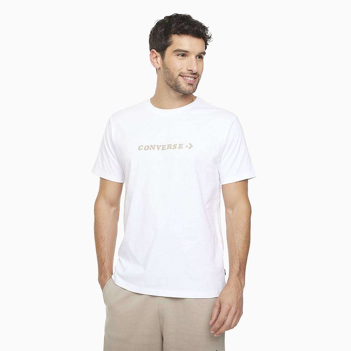 CONVERSE - Polera Converse Your Logo Hombre Blanco