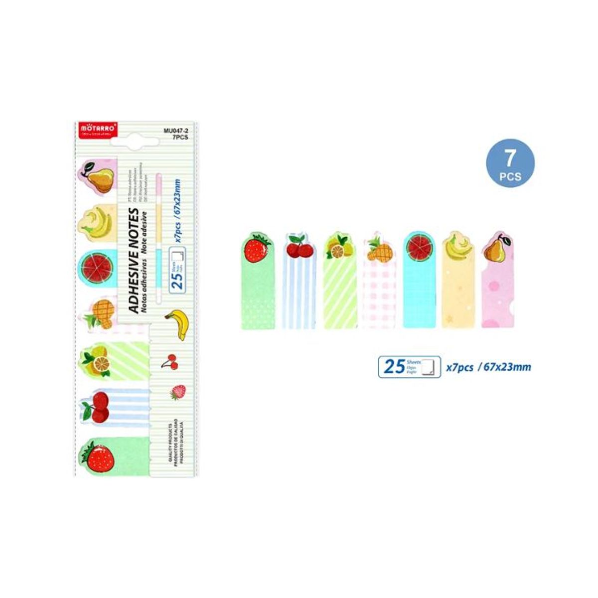 GENERICO - Notas Adhesivas Post-It Frutas 7 pcs 67x23mm Colores Surtidos