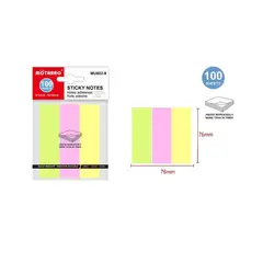 GENERICO - Notas Adhesivas Post-It Tricolor 100 Hojas 76x76mm Colores Surtidos