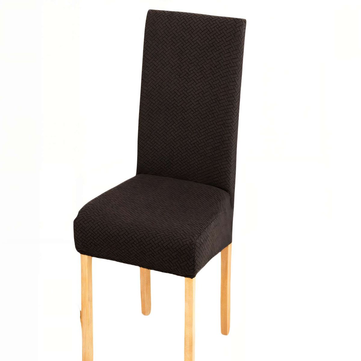 GENERICO - PACK DE 6 FUNDAS PARA SILLA CON DISEÑO TEXTURIZADO COLOR NEGRO