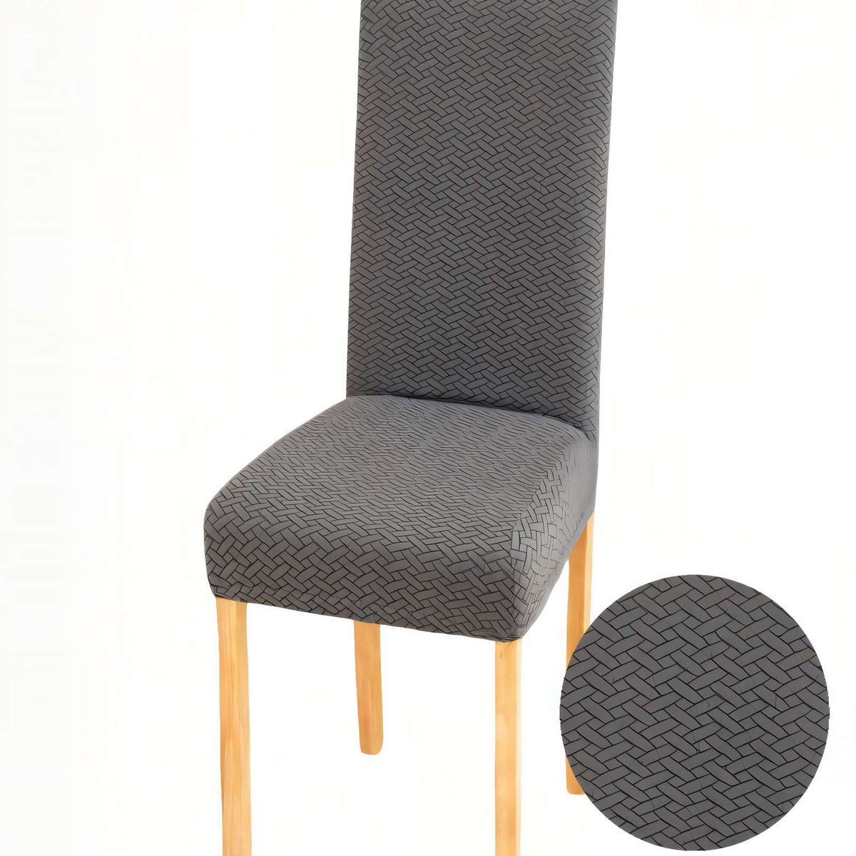 GENERICO - SET DE 6 FUNDAS DE SILLA CON DISEÑO TEXTURIZADO COLORGRIS
