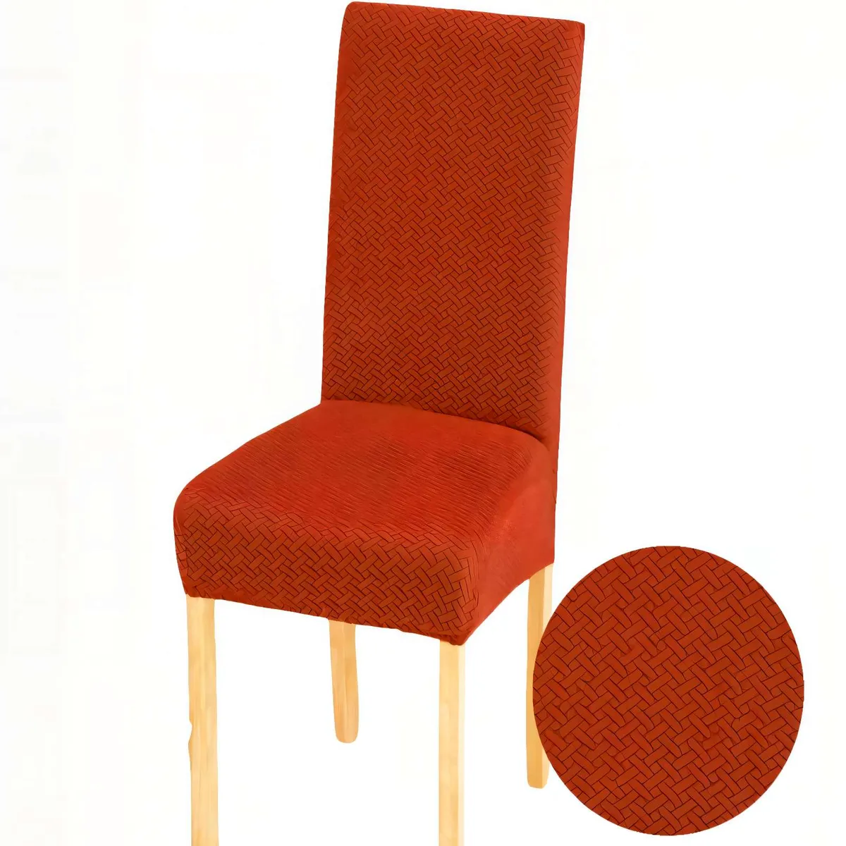 GENERICO - SET DE 6 FUNDAS DE SILLA CON DISEÑO TEXTURIZADO COLORNARANJA