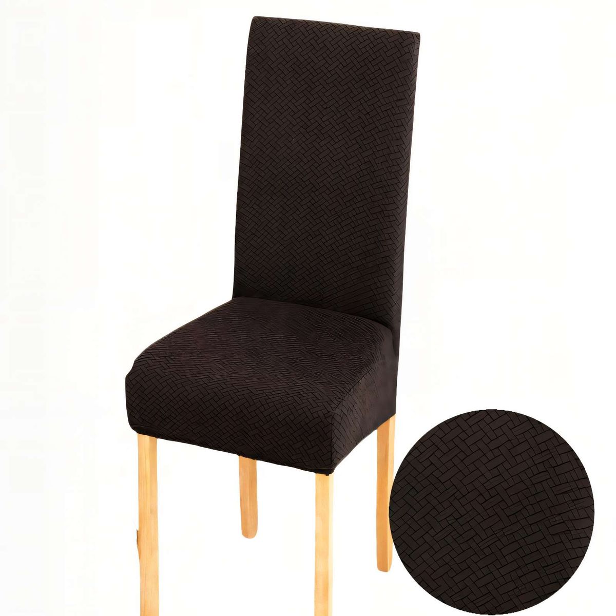 GENERICO - SET DE 6 FUNDAS DE SILLA CON DISEÑO TEXTURIZADO COLORNEGRO
