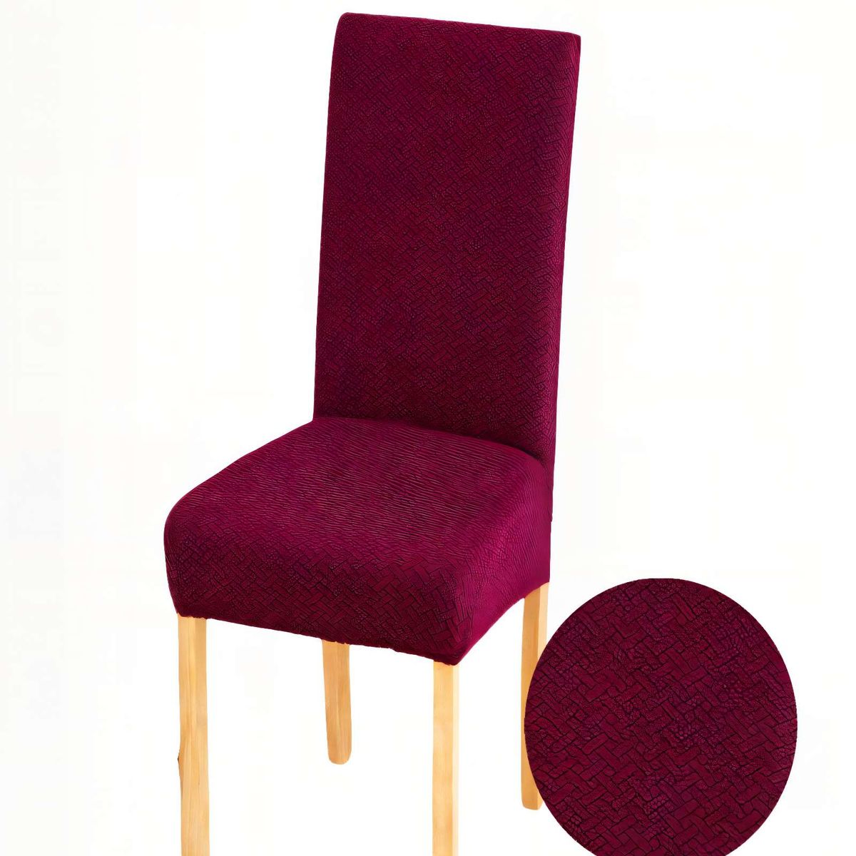 GENERICO - SET DE 6 FUNDAS DE SILLA CON DISEÑO TEXTURIZADO COLORROJO