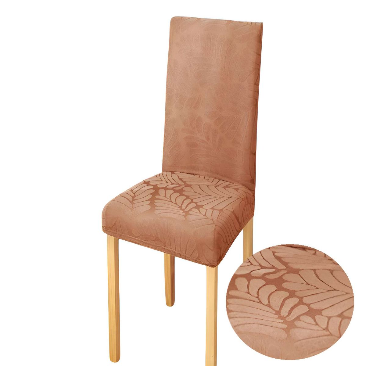 GENERICO - SET DE 6 FUNDAS DE SILLA CON DISEÑO TEXTURIZADO COLORCAQUI