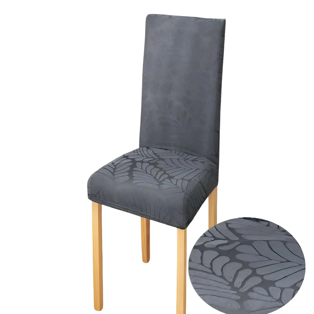 GENERICO - SET DE 6 FUNDAS DE SILLA CON DISEÑO TEXTURIZADO COLORGRIS 2
