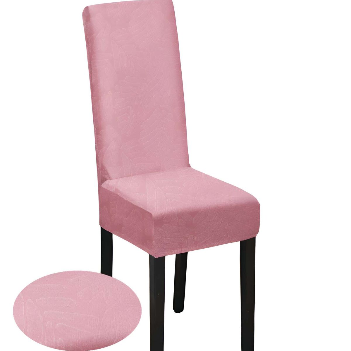 GENERICO - SET DE 6 FUNDAS DE SILLA CON DISEÑO TEXTURIZADO COLORROSADO