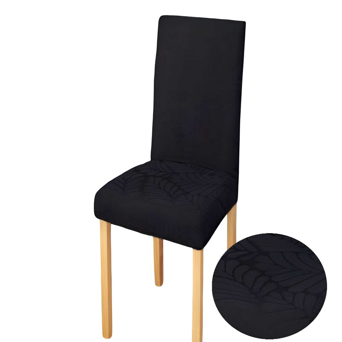 GENERICO - SET DE 6 FUNDAS DE SILLA 60CMX50CMX50CM CON DISEÑO TEXTURIZADO COLORNEGRO 2