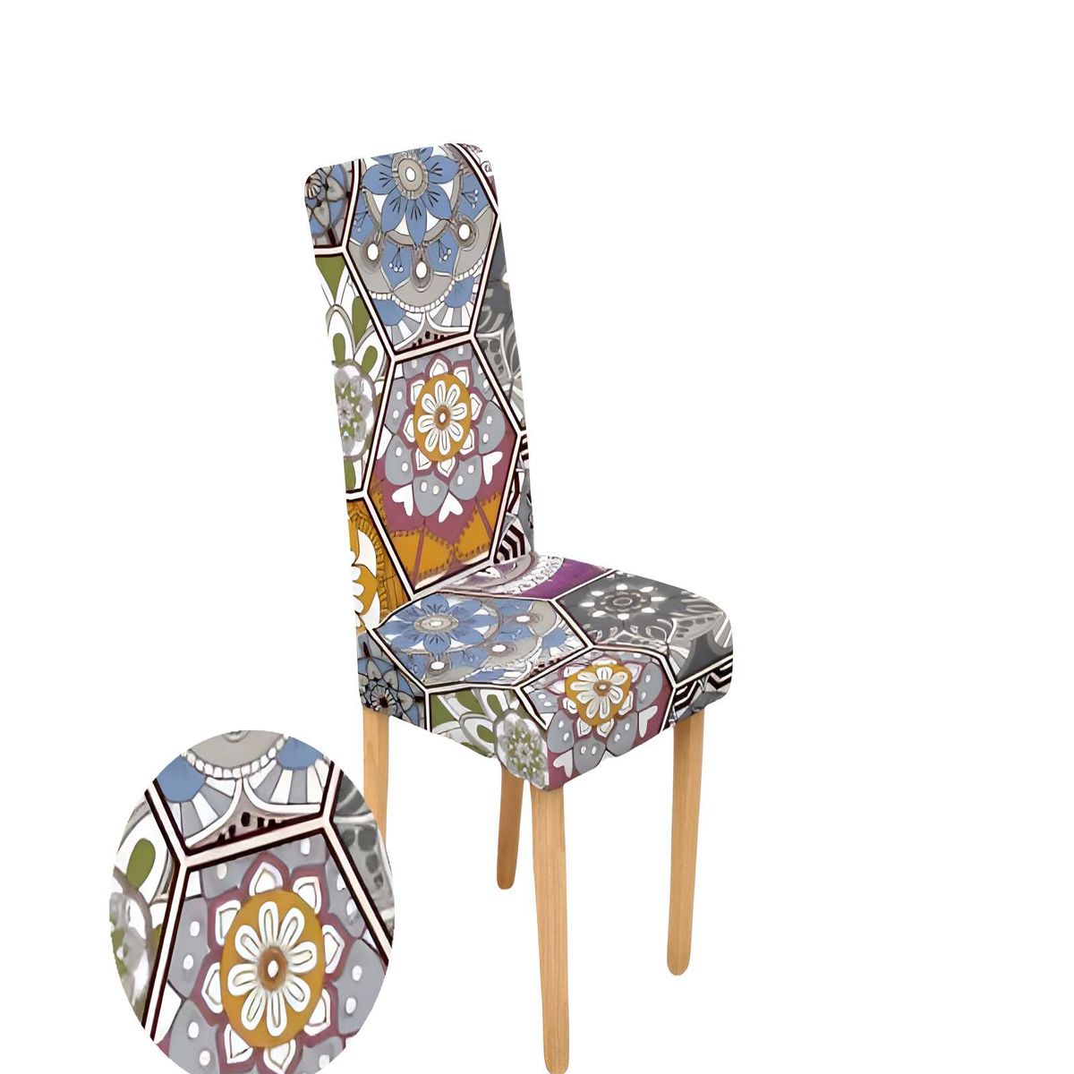 GENERICO - SET DE 6 FUNDAS DE SILLA 60CMX50CMX50CM ELASTICADAS CON DISEÑO ESTAMPADO F3
