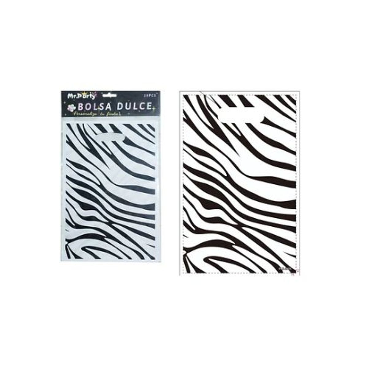 GENERICO - Bolsas perladas para dulces patrón de cebra 10pcs 17x25cm