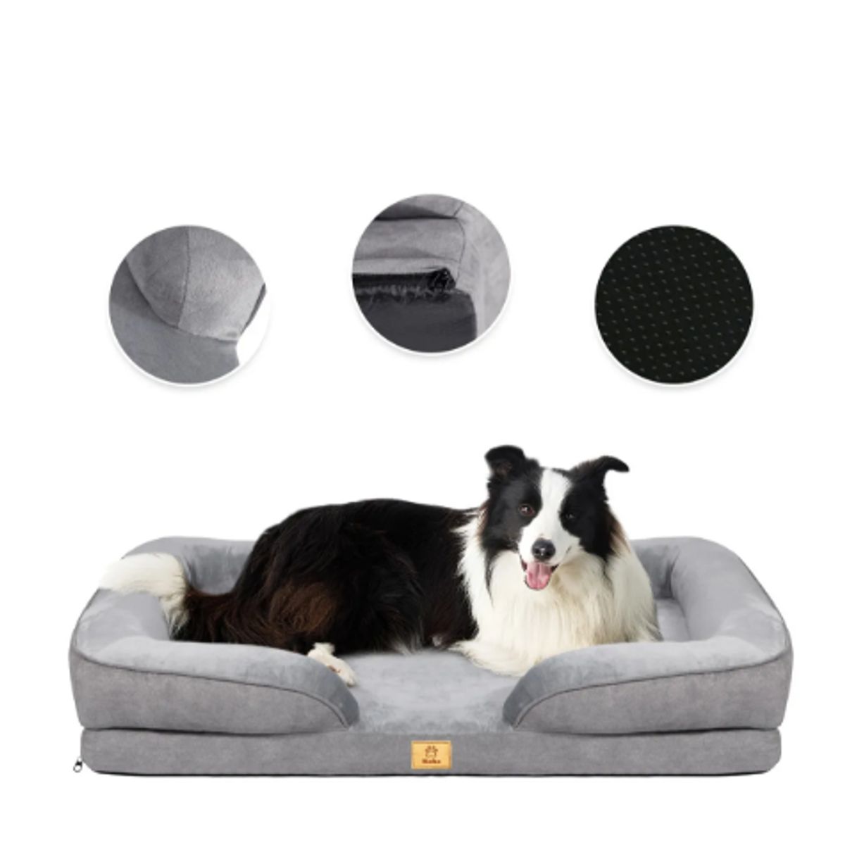 GENERICO - Cama Antiestres Perro Colchon Ortopedica 90x63cm Grande Gris