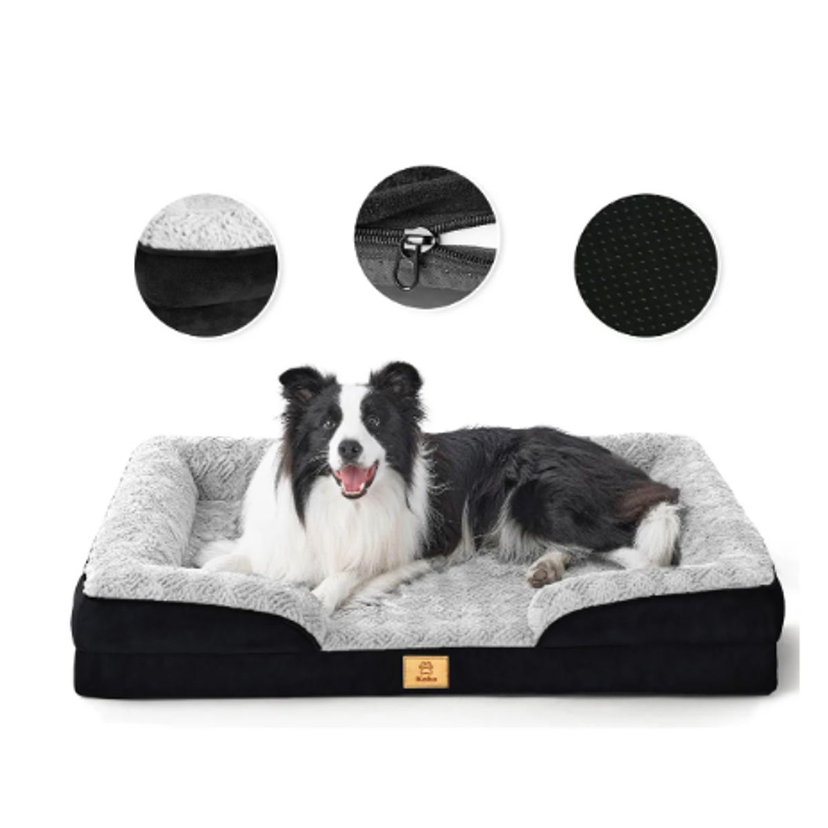 GENERICO - Cama Antiestres Perro Colchon Ortopedica 90x63cm Color Negro Con Gris