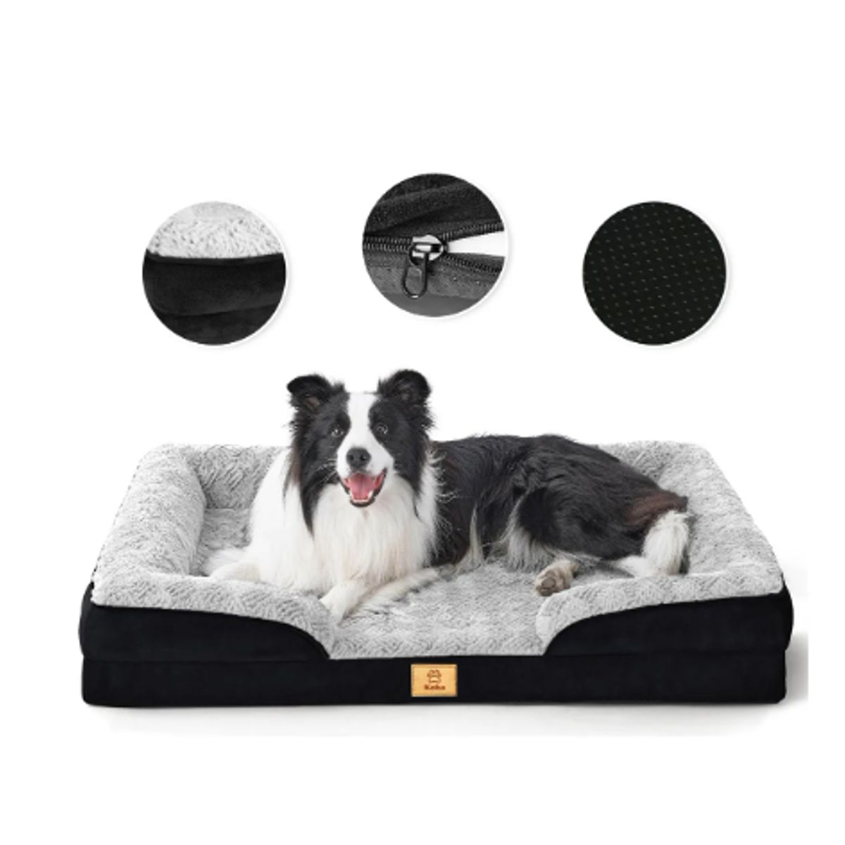 GENERICO - Cama Antiestres Perro Colchon Ortopedica 90x63cm Color Negro Con Gris