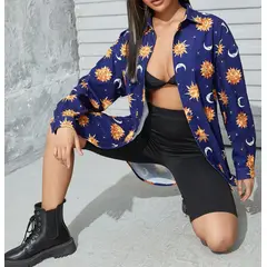 KIRAMA CLOTHING STORE - Túnica Multicolor Estampado Galaxia con Botones Delanteros