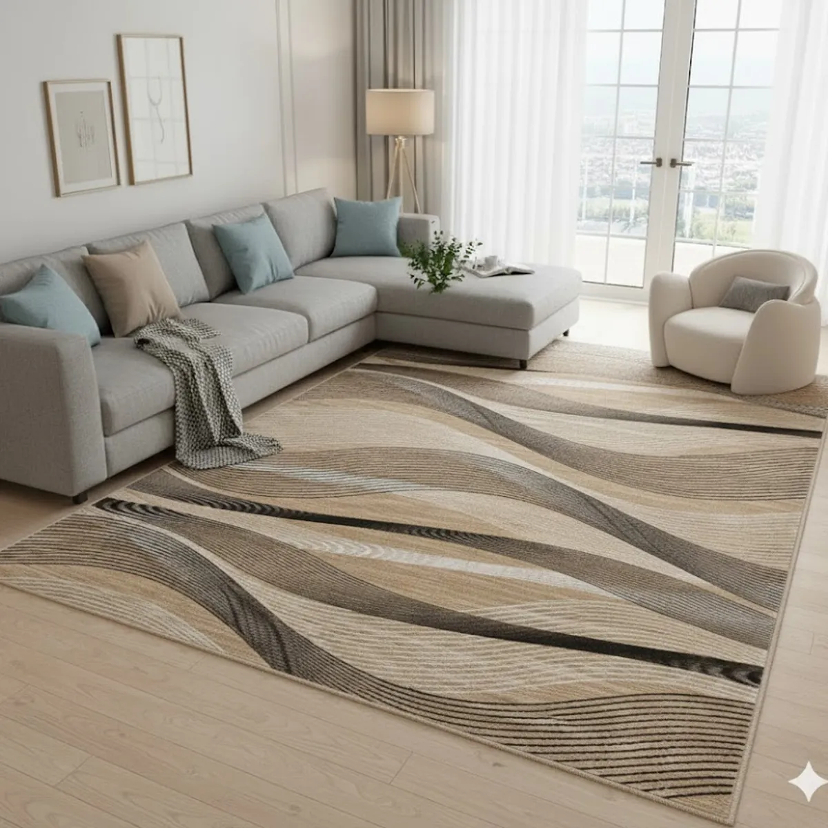 GENERICO - ALFOMBRA MODERNA PARA LIVING 200X240 MARRON ZEBRADO DECORATIVA ELEGANTE CMIO