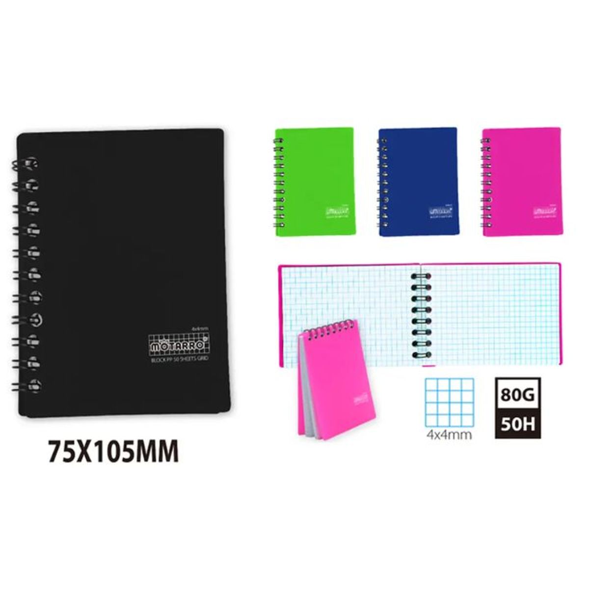 GENERICO - Mini Libreta Pocket Scribbles – 7.5×10.5 cm, 50 Hojas, Espiral Colores Surtidos