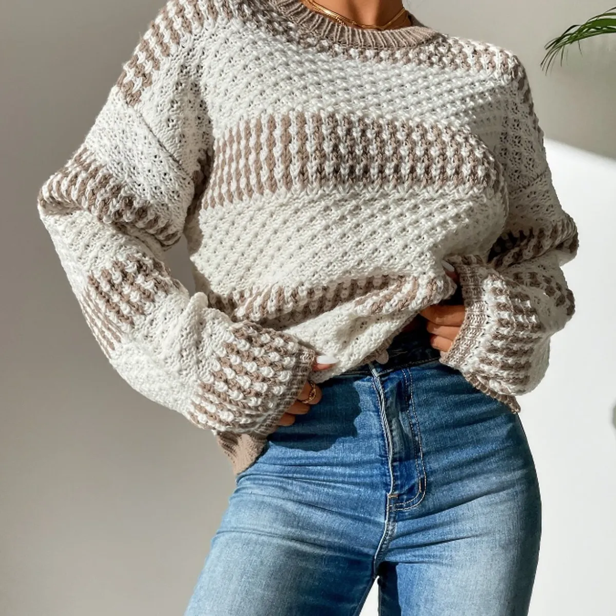 KIRAMA CLOTHING STORE - Sweater Pullover Multicolor de Punto con Ribete en Contraste