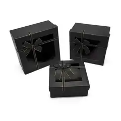 GENERICO - Caja Cuadrada Triple Ventana Negro 1 Unidad
