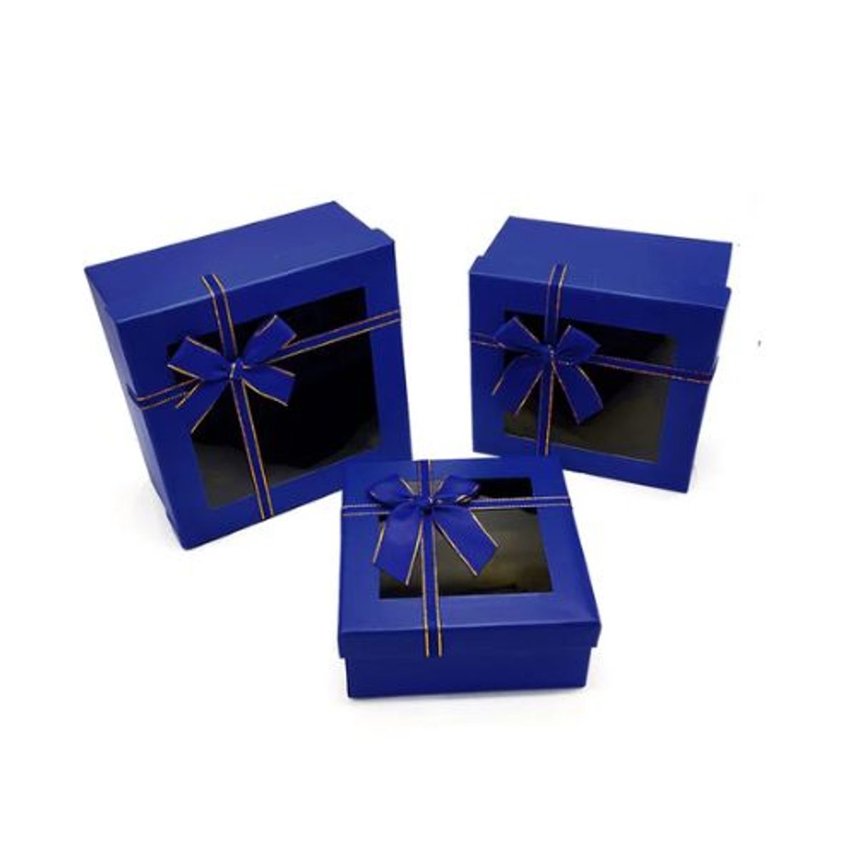 GENERICO - Caja Cuadrada Triple Ventana Azul 1 Unidad