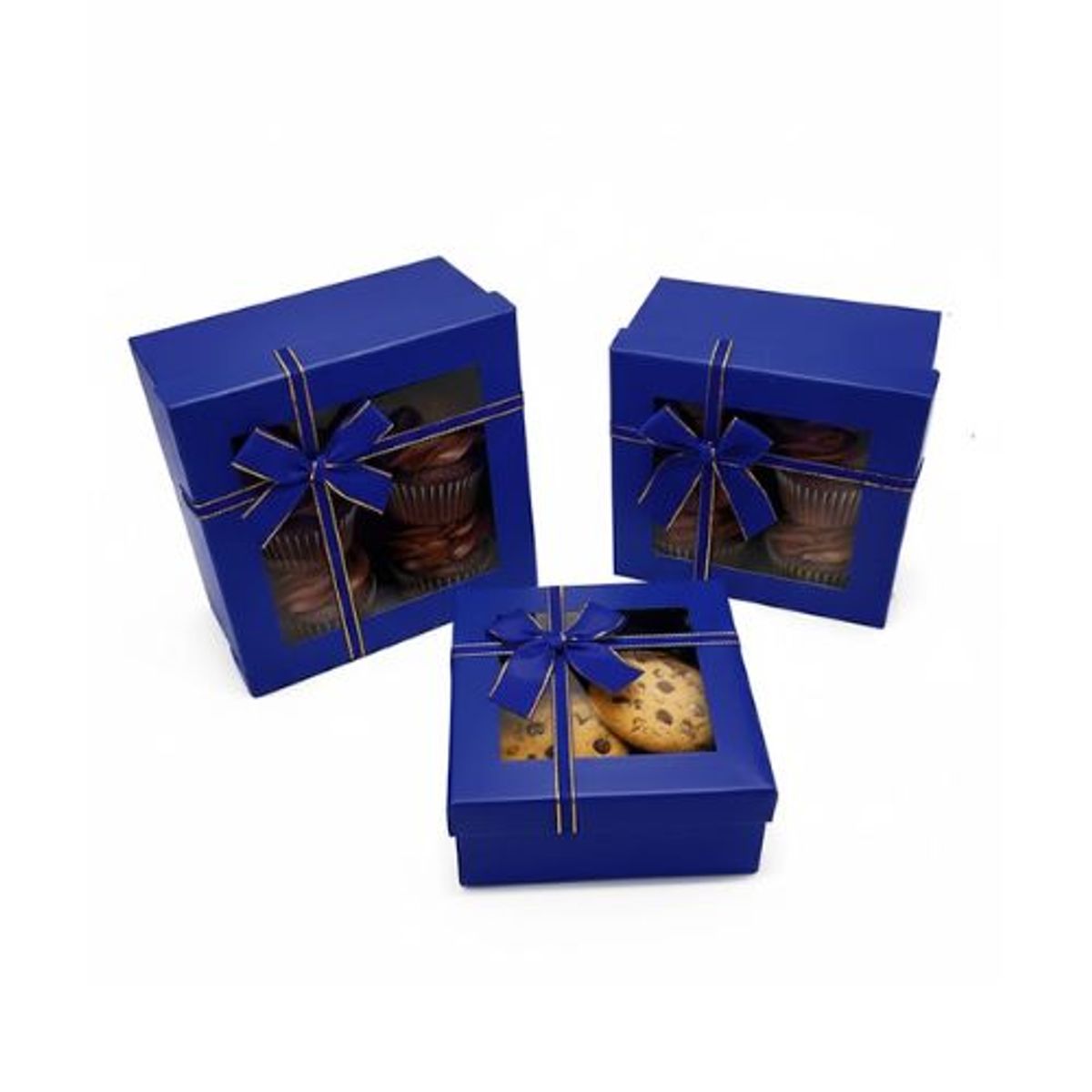 GENERICO - Caja Cuadrada Triple Ventana Azul 1 Unidad