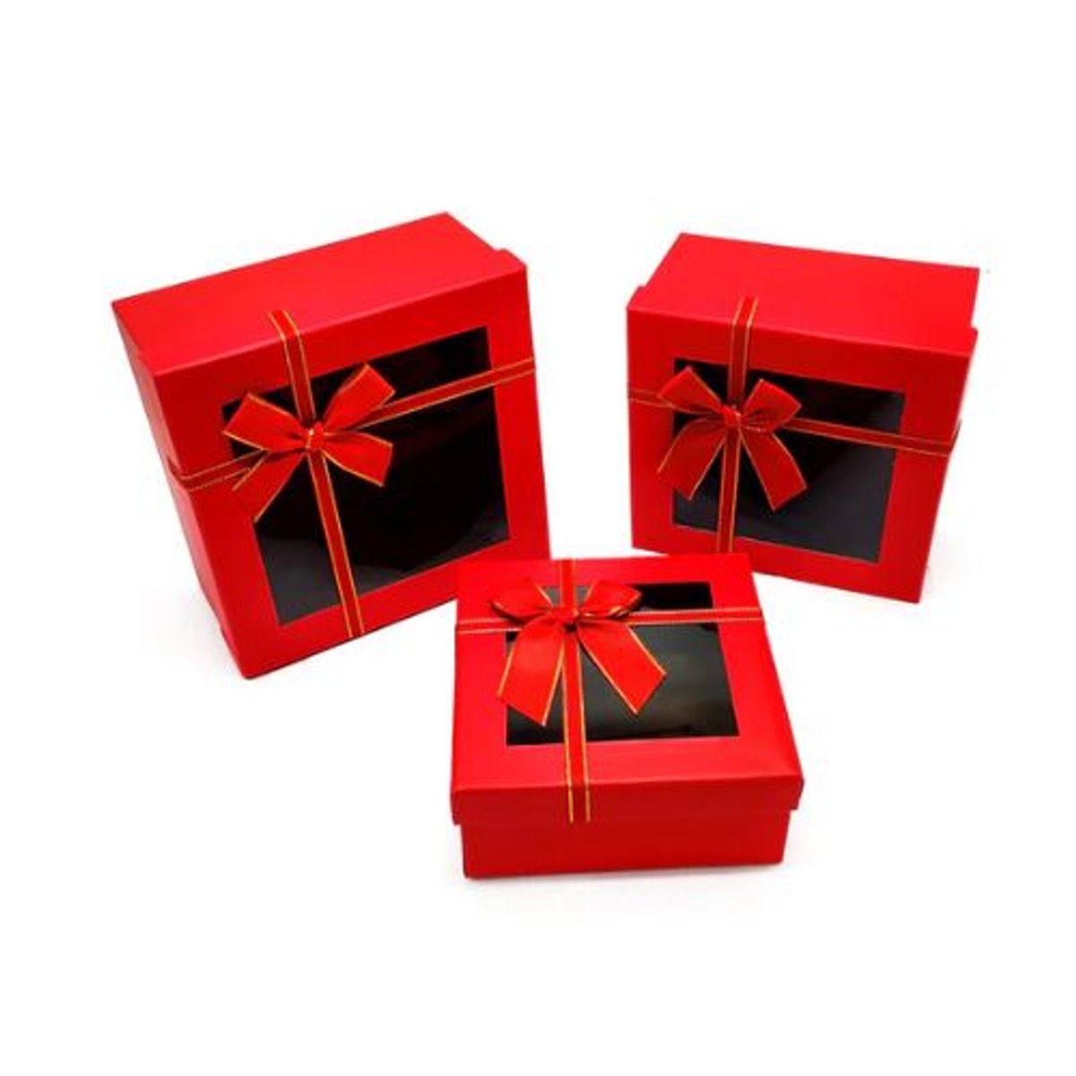 GENERICO - Caja Cuadrada Triple Ventana Rojo 1 Unidad