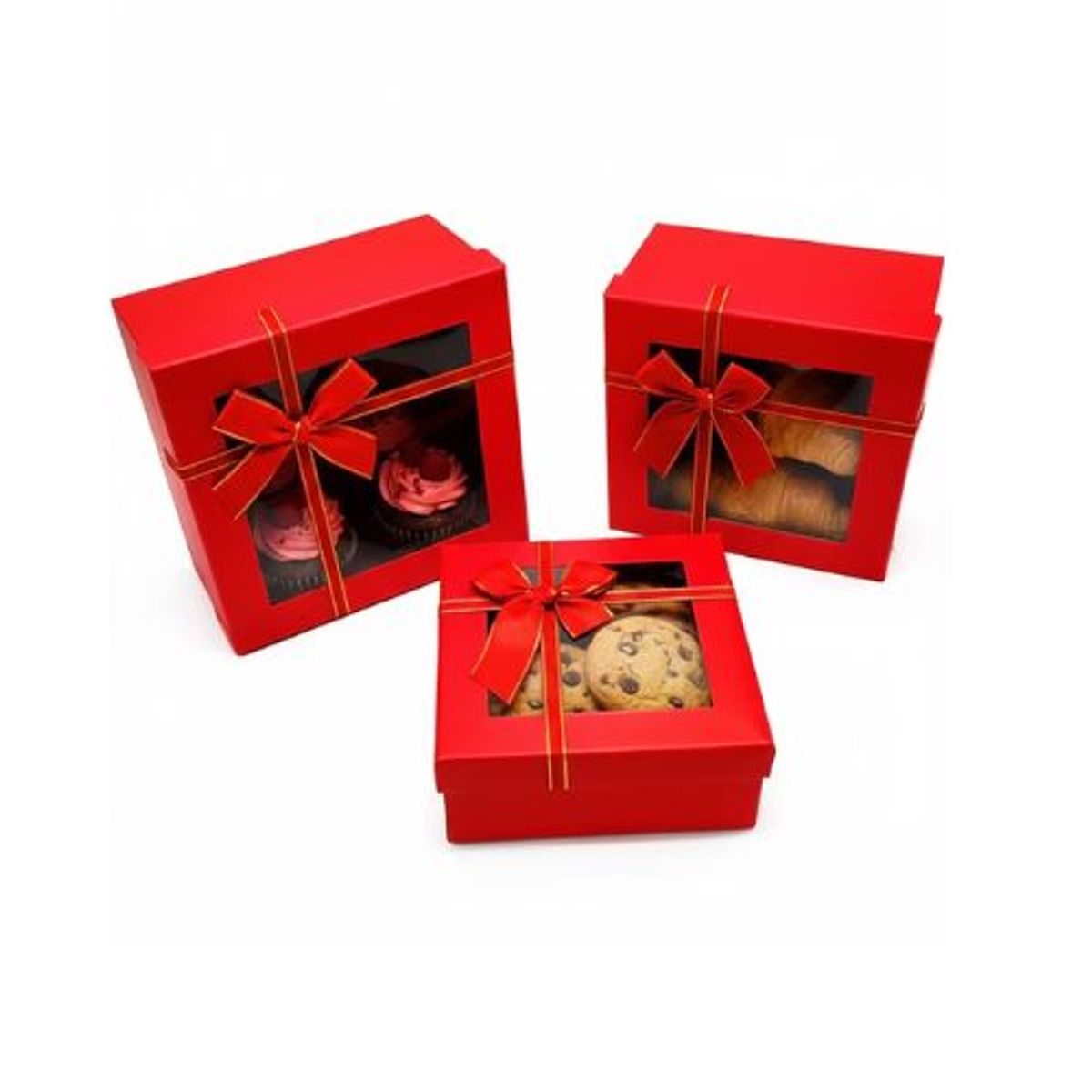 GENERICO - Caja Cuadrada Triple Ventana Rojo 1 Unidad
