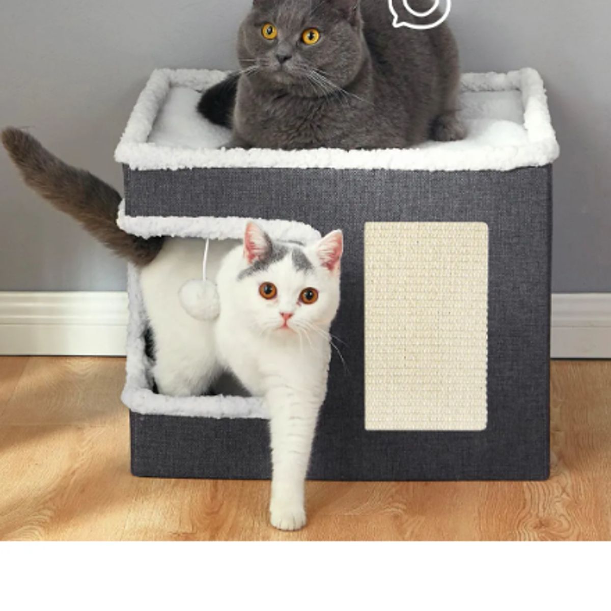 GENERICO - Casa Iglu Para Gatos Cama Michis Plegable Con Cojin Pompon Gris Oscuro Casa Iglú