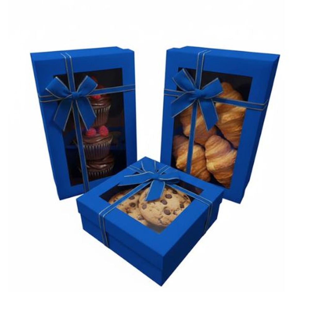 GENERICO - Caja Rectangular Triple Ventana Azul 1 Unidad