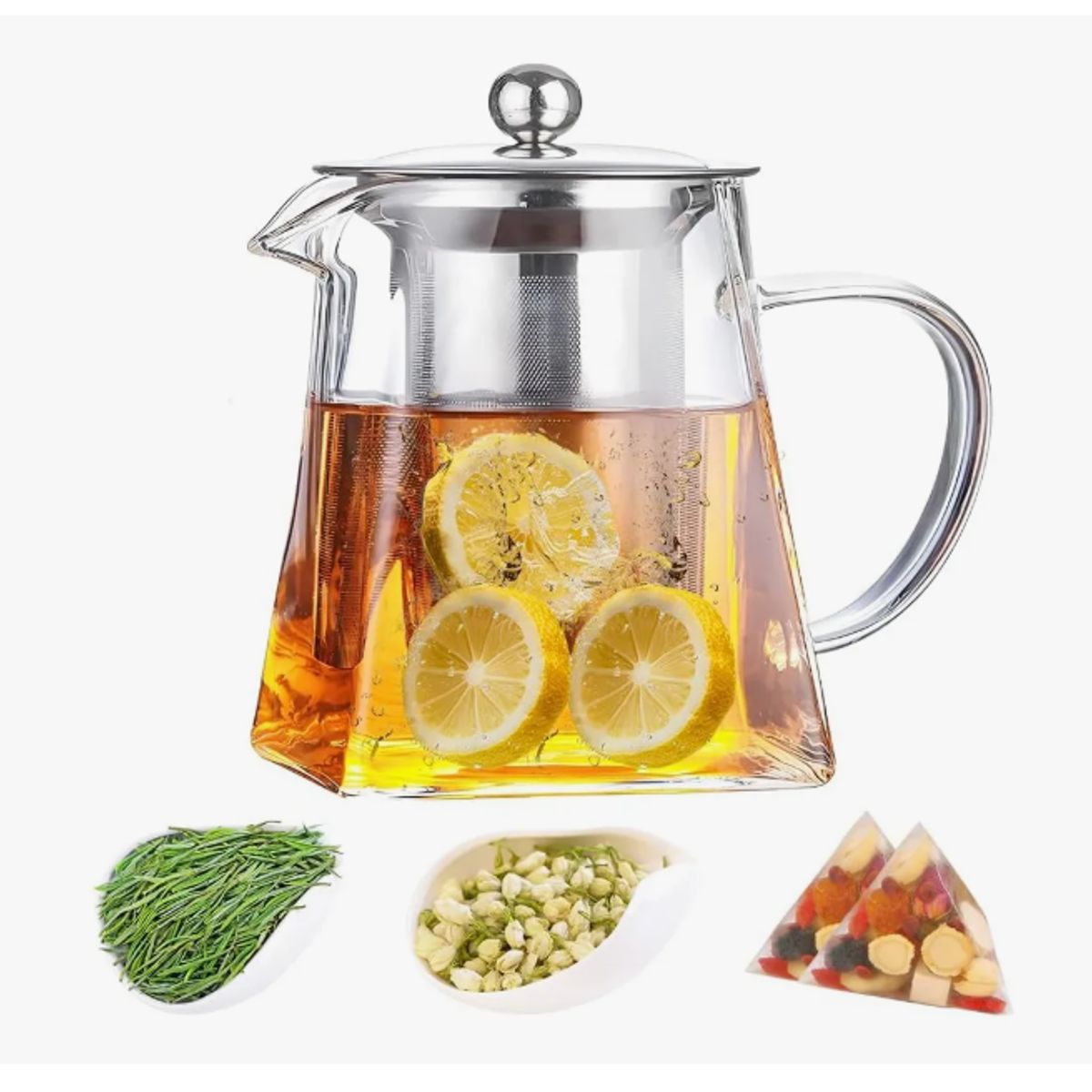 GENERICO - Tetera Té Infusiones Vidrio Con Filtro Acero Inox 550ml