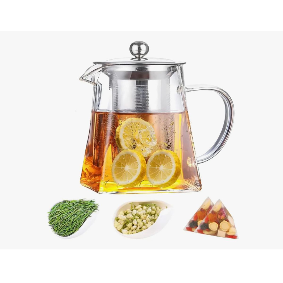 GENERICO - Tetera Té Infusiones Vidrio Con Filtro Acero Inox 550ml