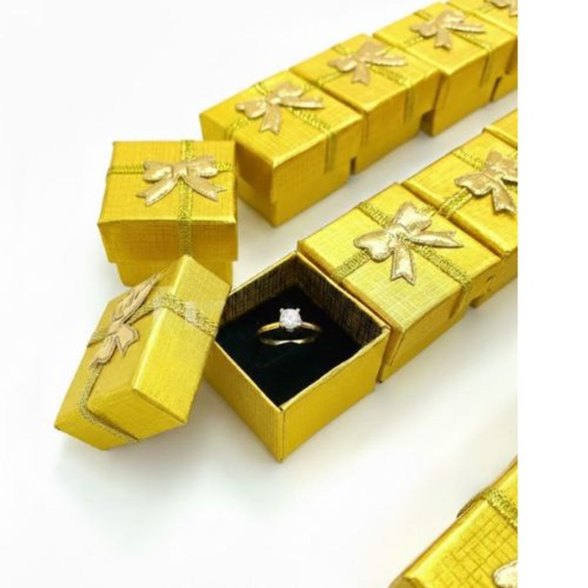 GENERICO - Caja Para Joyas Anillo Dorado 24 Unidades