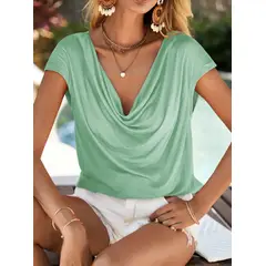 KIRAMA CLOTHING STORE - Blusa Verde Menta Drapeada Casual