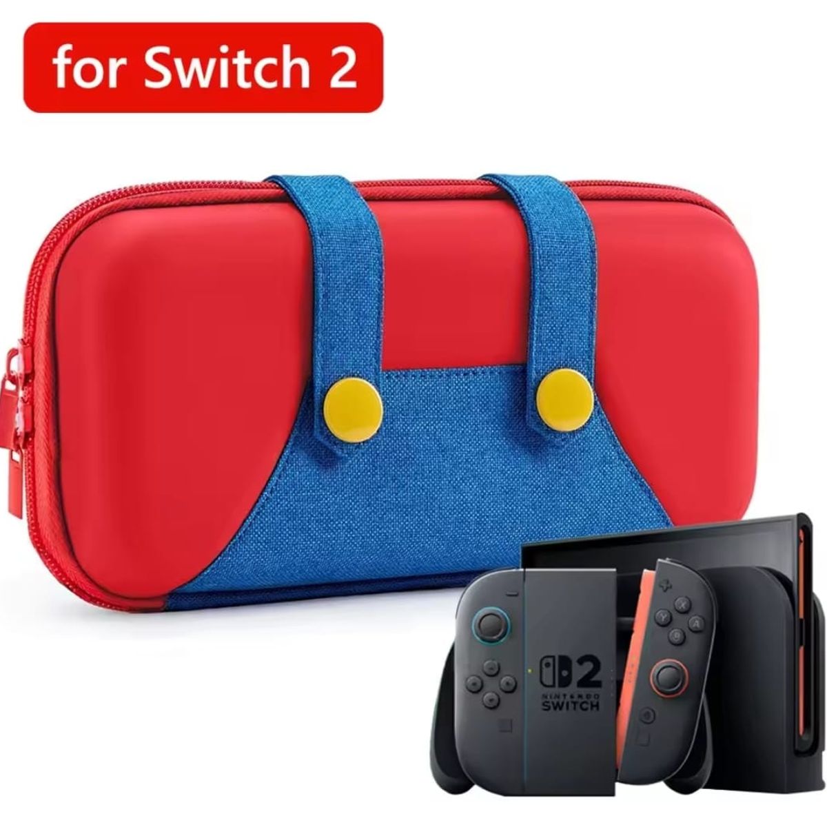 GENERICO - Funda Estuche de Almacenamiento Nintendo Switch 2 Version Mario Rojo/Azul