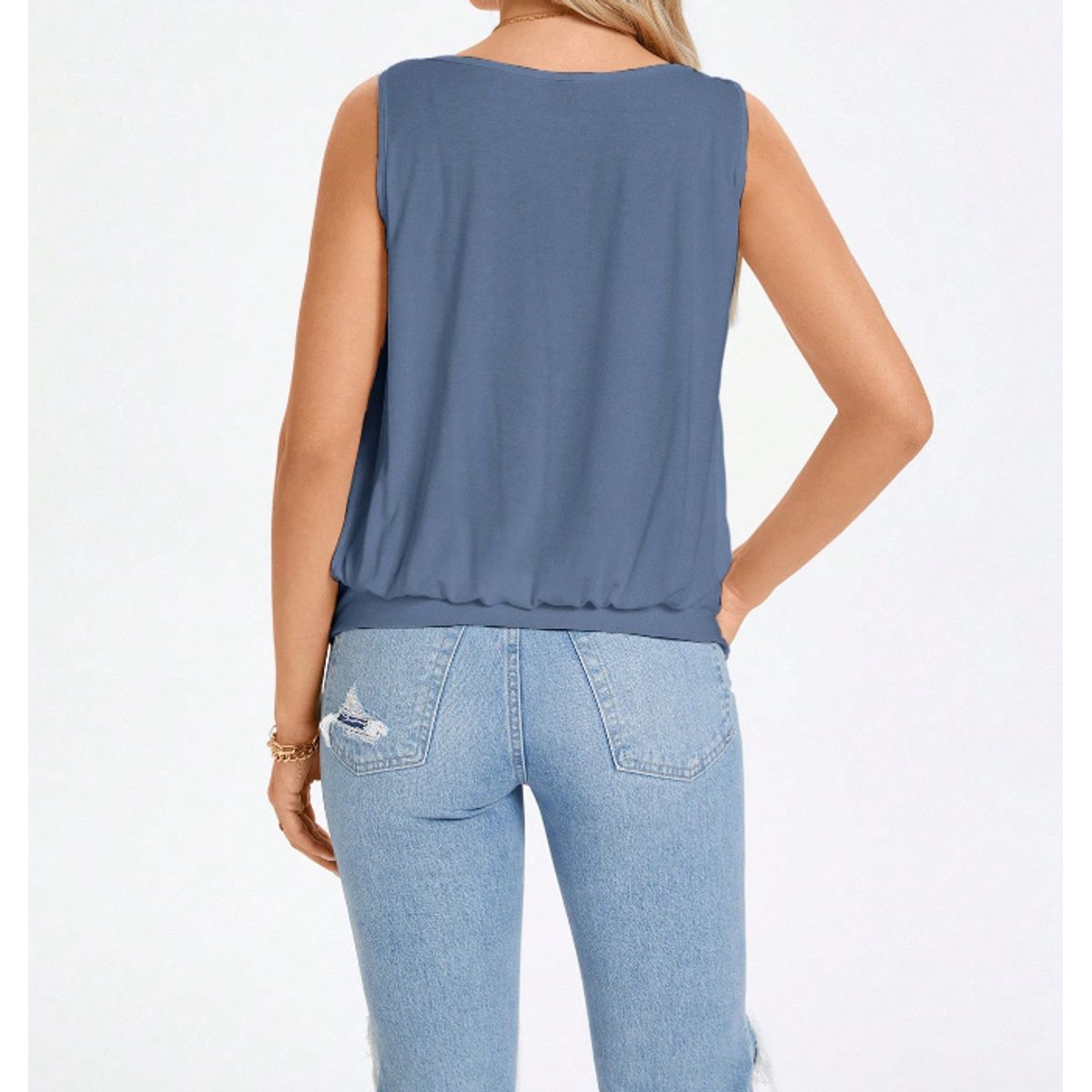 KIRAMA CLOTHING STORE - Blusa Tank Azul Neblina Casual