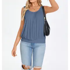 KIRAMA CLOTHING STORE - Blusa Tank Azul Neblina Casual