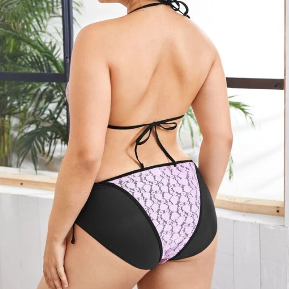 KIRAMA CLOTHING STORE - Conjunto de Ropa Interior Lila con Encaje Romántico